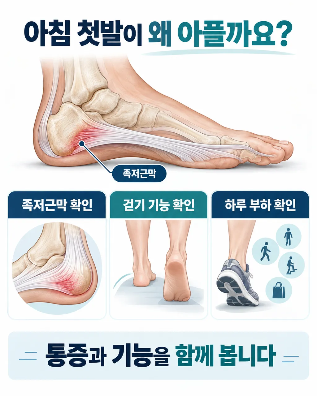 춘천 족저근막염 파크경희한의원, 아침 첫발 통증의 한약과 재활 방향_01_인포그래픽.png