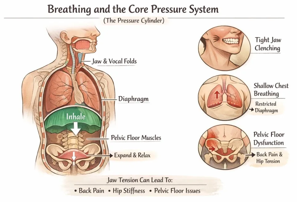 호흡과 코어 압력 시스템  Breathing and the Core Pressure System (The Pressure Cylinder)