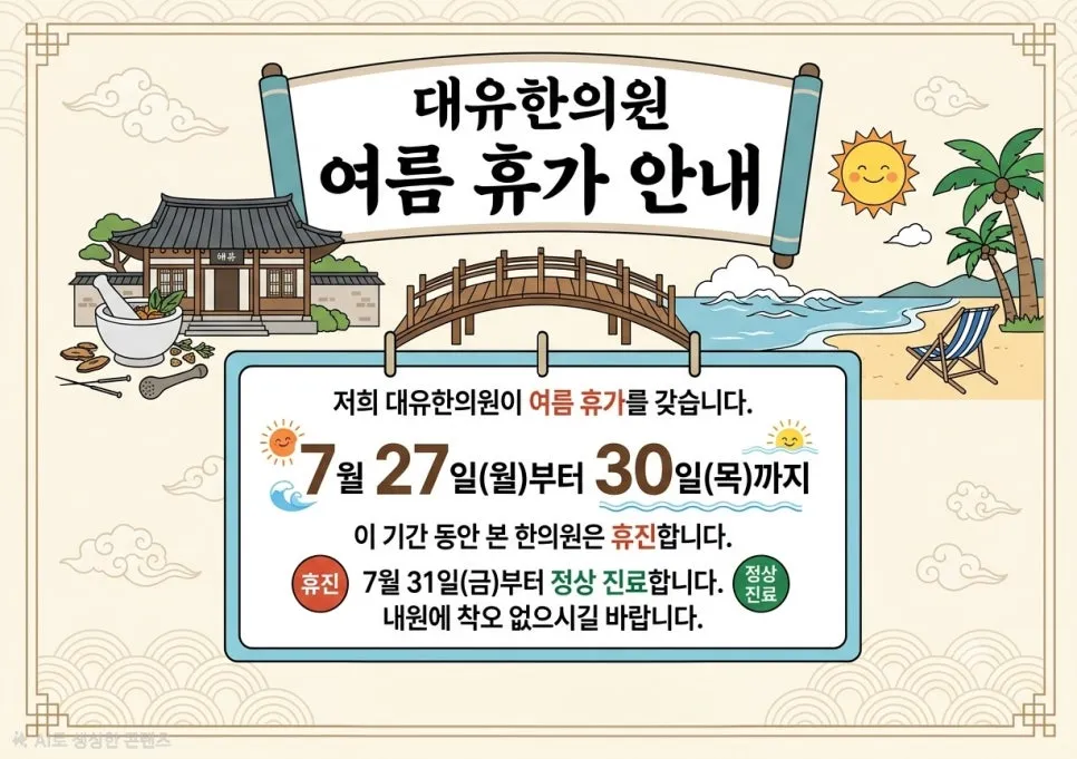 26년 여름 휴가 휴진 안내
